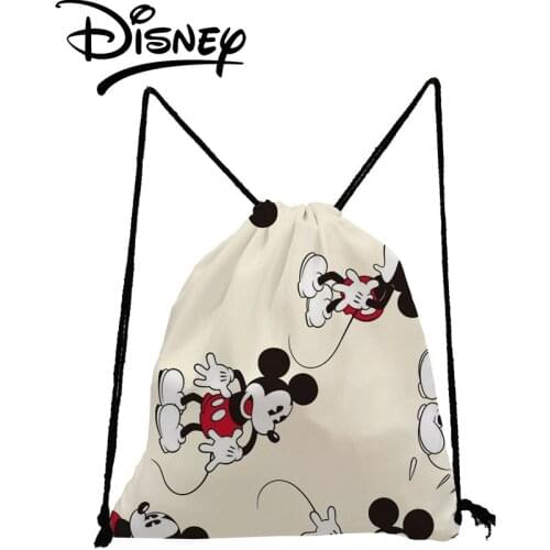 Disney Mickey Minnie Backpack Mini School Bag Casual Yoga Storage Bag Swim Pouch Drawstring Bag Practical Hiking Soft Back Bag
