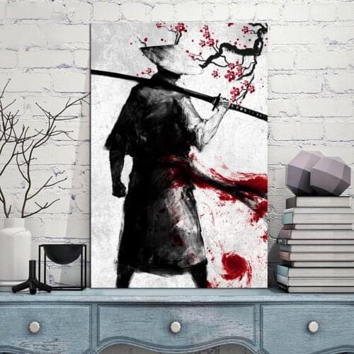 Printed Modular Pictures Wall Art Poster Japanese Cool Samurai Modern Heroic Costume Canvas Painting For Bedroom Home Decoration