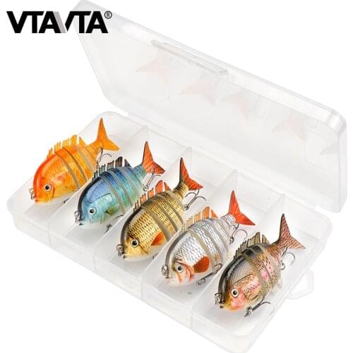 VTAVTA 5pcs 14g 8cm 6-Segments Sinking Wobbler Fishing Lures Set Lifelike Swimming Lure For Fishing Pike Wobblers Sets