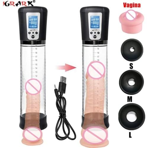Automatic Electric Penis Pump Extender Enlargement Exercise Tools Vibrator Sex Toys for Men Vacuum Train Pump Male Masturbator