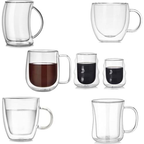 New Heat-resistant Double Wall Glass Cup High borosilicate Coffee Cup Handmade Beer Mug Tea glass Whiskey Glass Cups Drinkware