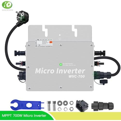 New 700W Micro Solar Inverter 18V 30V 36V MPPT On Grid Tie Inverter Microinverter 110V 220V AC Pure Sine Wave With EU Connector