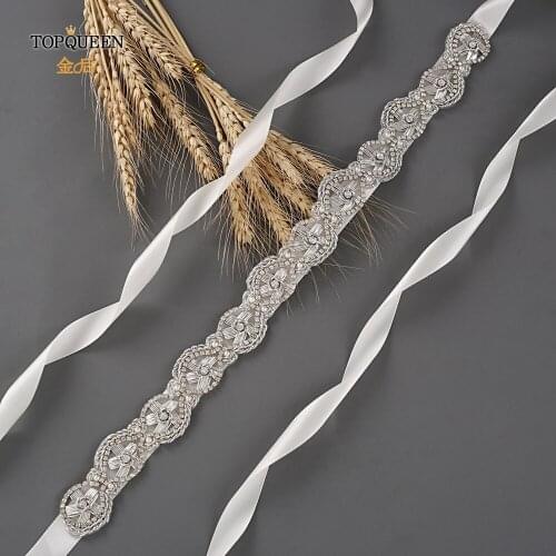 TOPQUEEN S368 Fast Delivery Wedding Belts Diamond Bridal Belt Pearl Belts for Wedding Dresses Silver India Lace Bridal Belt