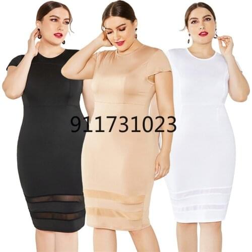 Plus Size 3XL 4XL 5XL 2020 Summer Women Dress Fashion Short Sleeve Clothes Sexy Slim Tunic Bodycon Party Dress Big Size