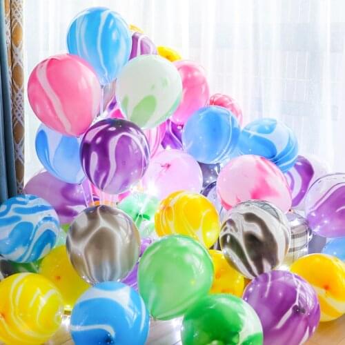 10Pcs Blue Pink Agate Marble Balloons Confetti Latex Balloons Wedding Christmas Baby Shower Birthday Party Decoration Air Globos