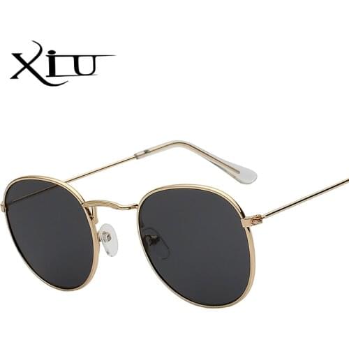 XIU oval shades brand designer sunglasses men women retro vintage sunglass hot sale metal glasses uv400