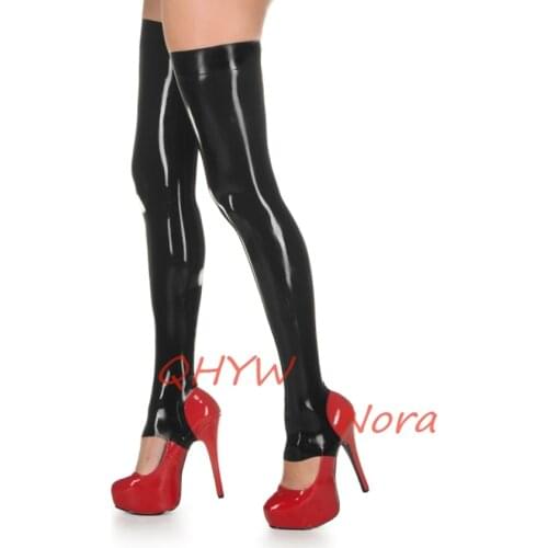 Handmade Women Sexy Costumes Latex Stockings Socks Fetish Long Step Foot Sexy Lingerie for Women