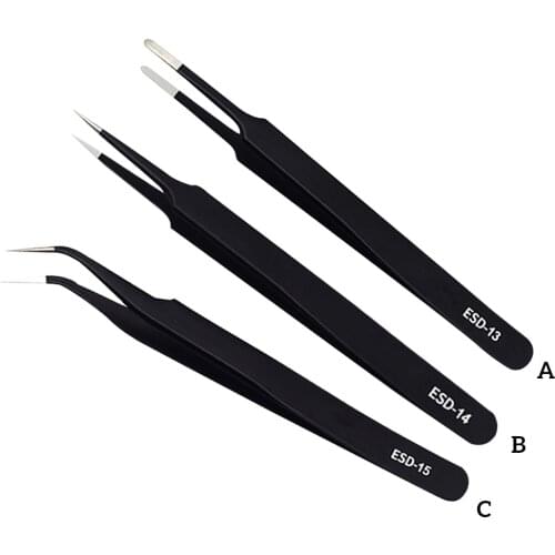 1pc Curved Nail Art Tweezers Nippers Pointed Elbow Anti Static Tools Picking Alloy Rhinestones Stickers Stainless Clips