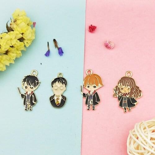 10pcs Enamel Cartoon Characters Charms For Jewelry Accessories Earring Finding DIY Bracelet Necklace Zinc Alloy Girl Boy Charms