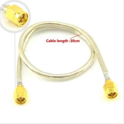 10 pcs/lot SMA Male to SMA Male Plug Rightangle Connector Extension Cable RG402 30CM Wire No Cover