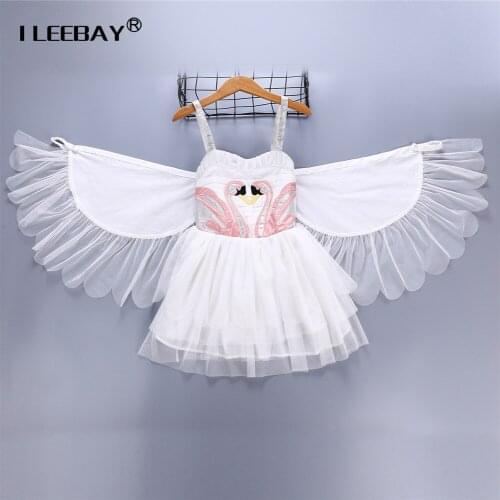 2018 Girls Flamingo Swam Tutu Dress Children Angel Wings Wedding Dress Christmas Halloween Party Costume Girls Toddler Vestido