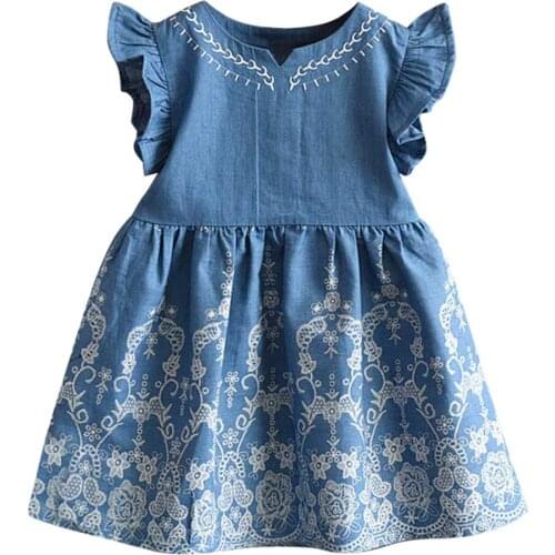 2019 Summer Toddler Girls Clothing Girls Dresses Clothes Embroidery Denim Ropa Ninas Party Pageant Princess Dress