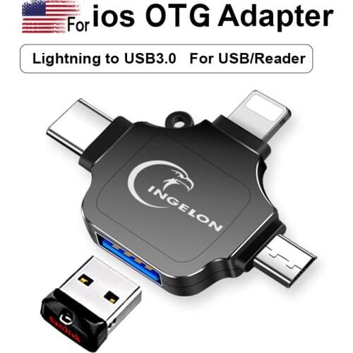 3 in one OTG Converter for ios/micro USB/Type C Adapter Lighting to USB3.0 Reader All in One Cardreader Not App Need Dropship
