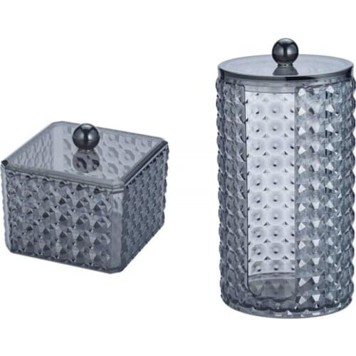 Acrylic Diamond Pattern Makeup Storage Box Transparent Black Facial Wipe Finishing Box with Cover Cotton Box Desktop Box New