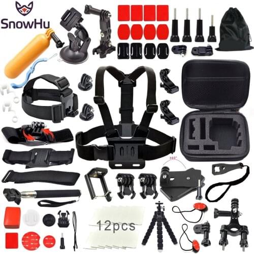 SnowHu for Gopro Accessories 56 in 1 Set kit Floating Bobber Tripod For Gopro Hero 9 8 7 6 5 4 for Yi 4K sjcam sport cameraGS12