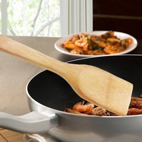 Non-stick bamboo spatula 30cm cooking spatula bamboo wooden spoon square spatula smokeless spatula carbonized spatula