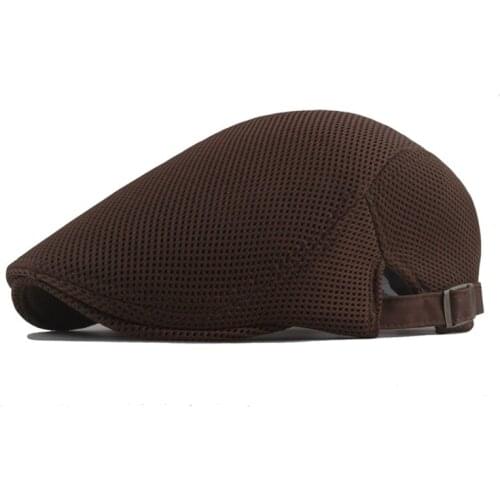 Cotton Beret Hat Men White Casual Mesh Flat Cap Male Solid Breathable Adjustable Classic Summer Duckbill Caps Fahion