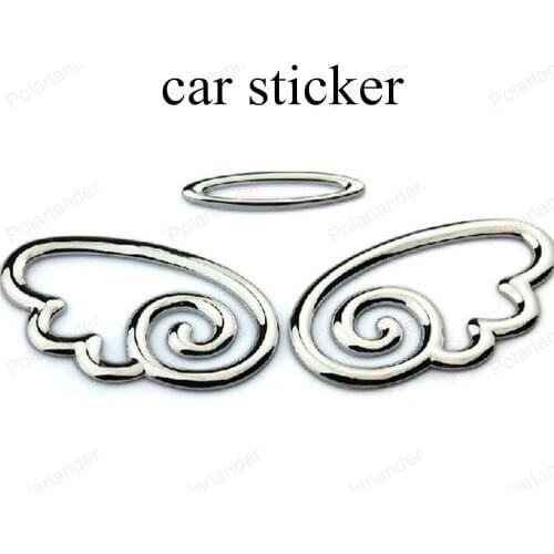 Free Shipping 2016 Car Styling Metal Angel Wings Car Sticker Cute Car Accessories Motorcycle Sticker
