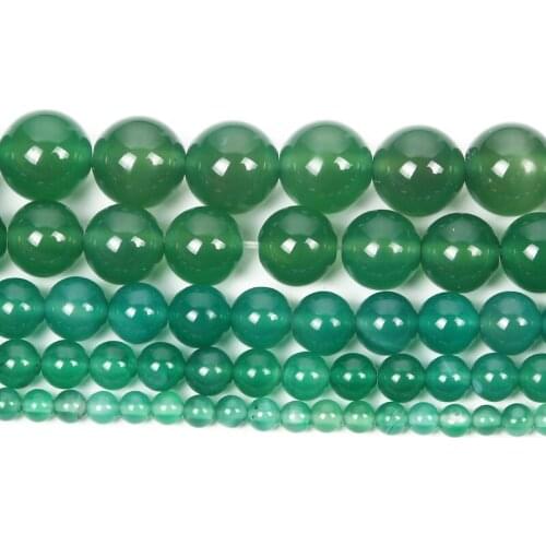 Natural Stone Green Agates Beads Round Loose Beads For Jewelry Making Needlework DIY Bracelet Accessories Beads 4 6 8 10 12 MM