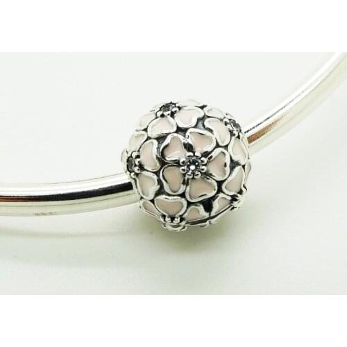 Popular Beads For Jewelry Making Cherry Blossom Clip Charm Fits Beaded Chains Bracelets For Woman DIY Sterling Silver Jewelry