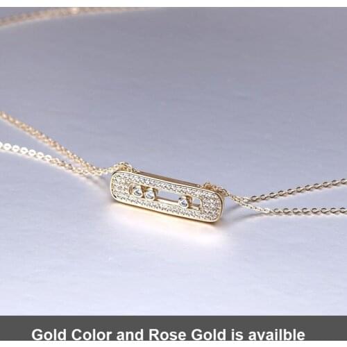 Fashion Mother Pendant Necklace Gold-Color and Rose Gold Move Stone Wedding pendentif Long Collier Chain New Energy For Woman
