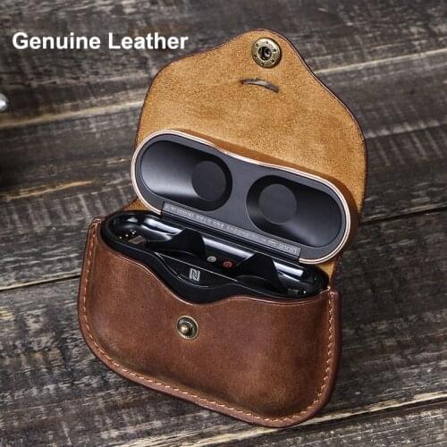 Genuine Leather Case for SONY WF-1000XM3 Bluetooth Wireless Earphone Bag Charging Box for SONY WF 1000 XM3 Cover Funda