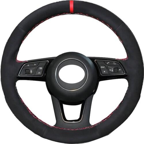 Black Leather Alcantara Suede Car Steering Wheel Cover Non-slip for Audi A3 A5 A7 Q3 Q7 Auto Accessories
