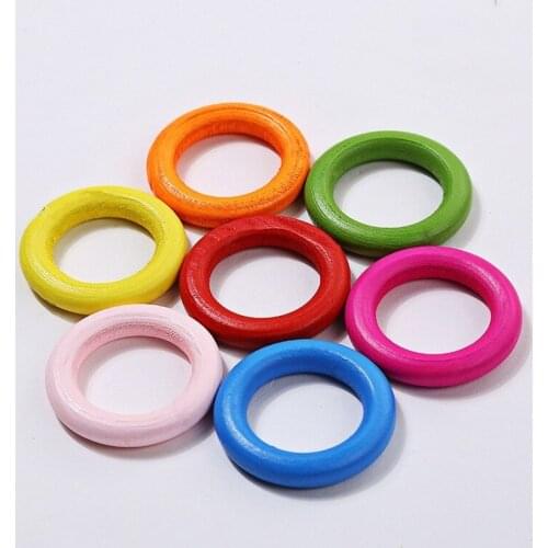20pcs 1.5-3.5cm Color Wooden Rings for Crafts for Macrame, DIY Wood Hoops Ornaments and Connectors Jewelry Making