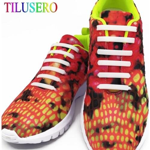 New 14 pcs/lot 6 sizes Creative multicolour solid No Tie Shoelaces Unisex Elastic Silicone Shoelaces for All Sneakers