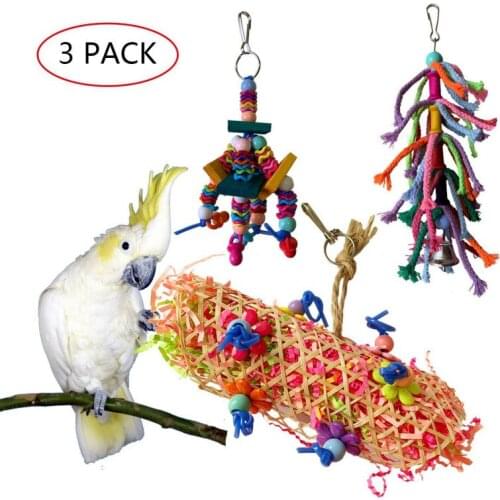 Parrot Bite Toy Pet Bird Toys Brushed Bite 3-Piece Set Color Random Match
