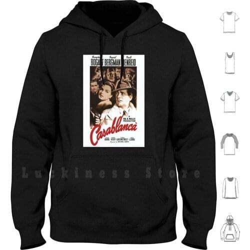 Casablanca Classic Movie Poster Hoodie Long Sleeve Casablanca Movie Classic Bogart Bergman Rick Blaine Nightclub