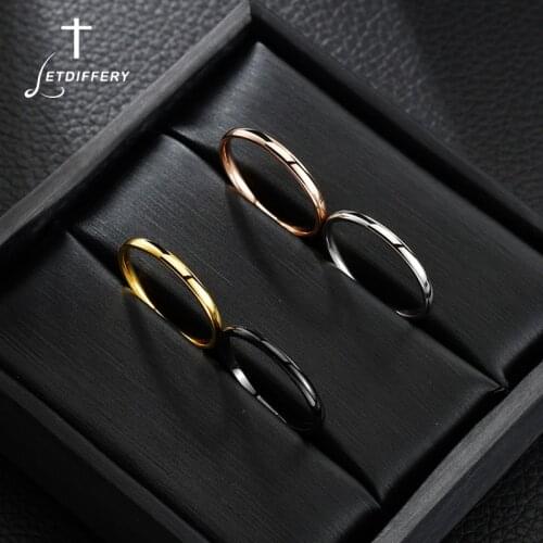 Letdiffery 4 Colors Stainless Steel Finger Rings 2mm Silm Women Simple Basic Jewelry Birthday Gifts Dropsjipping