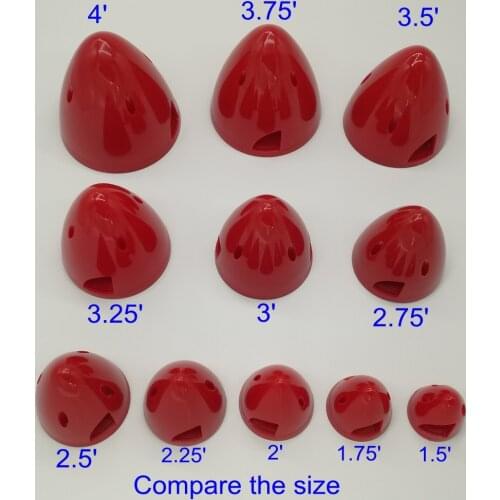 Free Shipping 1.5 inch to 4 inch Red Plastic Spinner for RC Airplanes