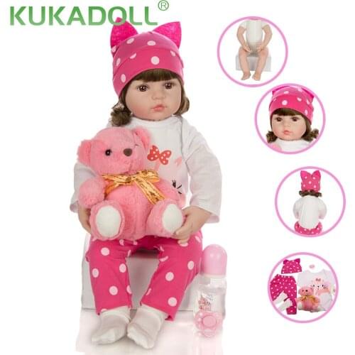 KUKADOLL Simulation 24 Inch Reborn Babies Doll Cloth Body Lovely Princess Doll Bebe Reborn For Child Birthday Gift Girl Playmate