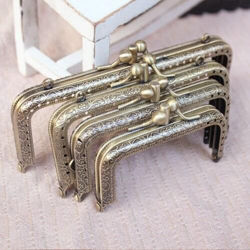 Square Bronze Carving Double Layer 5Pcs/lot Metal-opening Bags DIY Bags Accessories Phone Bag Purse Frame Kiss Clasp Bag Hinge