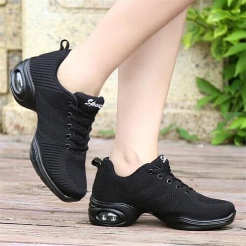 Summer Girls Dance Shoes EU35-41 Womens Woven Mesh Sports Shoes Ladies Soft Outsole Modern Sneakers Athletic Training Footwear