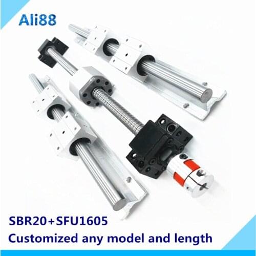 Linear rail SBR20 800/850mm linear guideway rail with slide blocks +SFU1605 ball screw RM1605 set for router/Milling Machine
