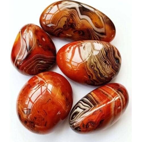 MOKAGY Natural Polished Silk Agate Palm Healing Crystal Stones 1pc