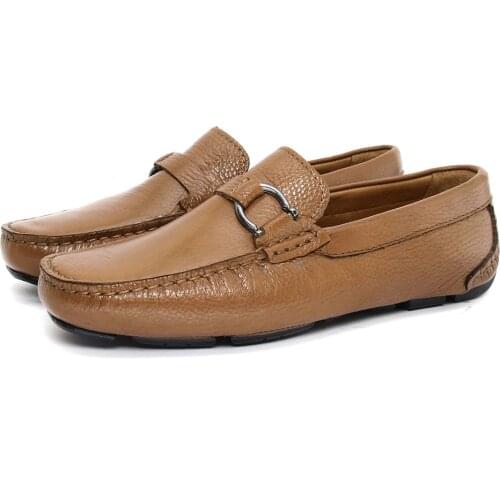 SHENBINS Handmade Tobacco Floater Moccasins, Premium Casual Footwear