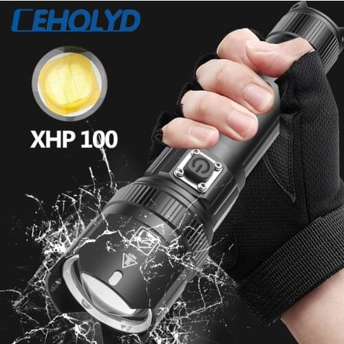 Powerful XHP100 Led Flashlight Torch Light Lamp Usb Rechargeable Waterproof Lamp Ultra Brigh For Outdoor Travel Hunting