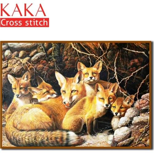 Cross stitch kits,Embroidery needlework sets with printed pattern,11CT canvas for Home Decor Painting,Animals Full NCKA018