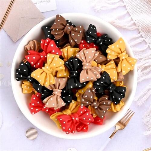 Julie Wang 10PCS Resin Bow Charms Random Color Artificial Bowknot Pendants Jewelry Making Accessory Decor