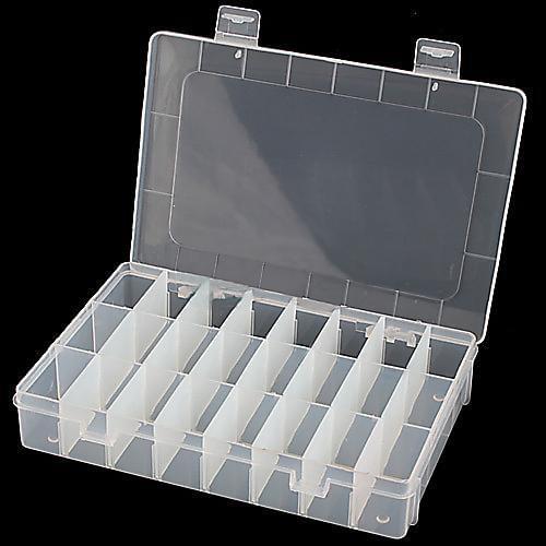 Clear Adjustable 24-Compartment Earring Ring Jewelry Storage Box Container Case