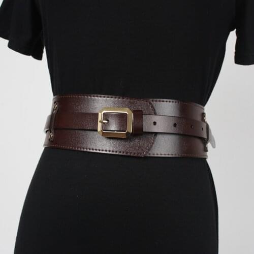 Fashion New Wide Leather Corset Belt Female Black Belts for Lady Wedding Dress Waistband Womens Belts Harness Suspenders