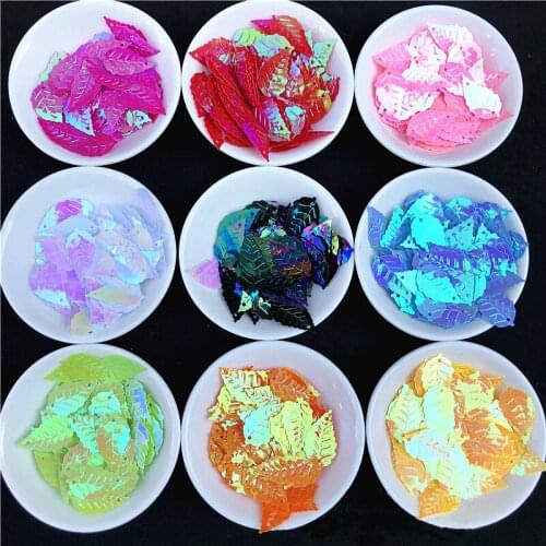Leaf Shape Sequin PVC Hats Shose Earing Decoration Drill PVC Bulk Sequins DIY Craft Stage Costume Jewelry Accessories