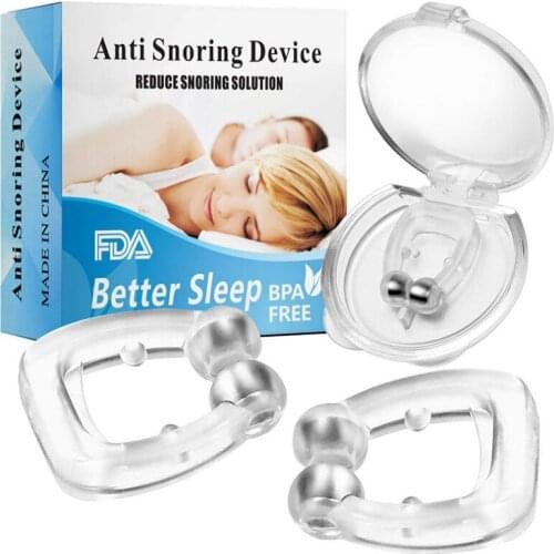 Silicone Magnetic Anti Snore Stop Snoring Nose Clip Sleep Tray Sleeping Aid Apnea Guard Night Device with Case
