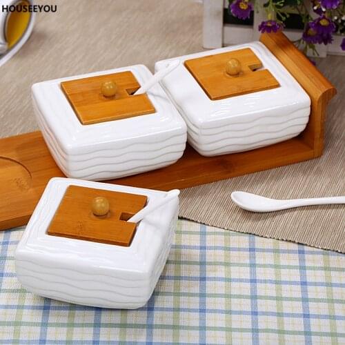 Modern Ceramic Sugar and Creamer Caster 3 Pieces Set Household Kitchenware and Tableware Vessel Craft Accessories Embellishment