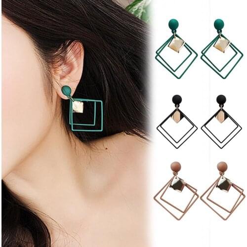 Vintage Statement Metal Geometric Drop Earrings Women Fashion Korean Jewelry Hanging Dangle Earring