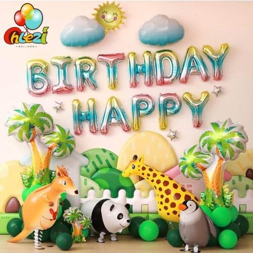 1 Set Walking animal theme Birthday Balloons fish dinosaur Foil Balloon Baby Boy Girl Birthday Party Decorations Kids shower