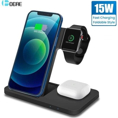 20W 3 in 1 Wireless Charger Stand For Apple Watch SE 6 5 4 3 2 For iPhone 12 11 X XS XR 8 Airpods Pro Fast Charging Dock Station